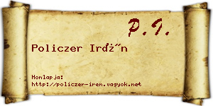 Policzer Irén névjegykártya