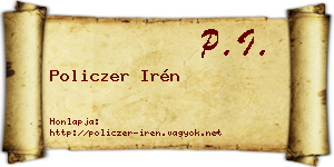 Policzer Irén névjegykártya